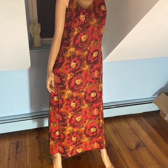 💯 SILK MAXI DRESS by AUGUST SILK. FULLY LINED RED FLORAL  Size 10 - Picture 7 of 13